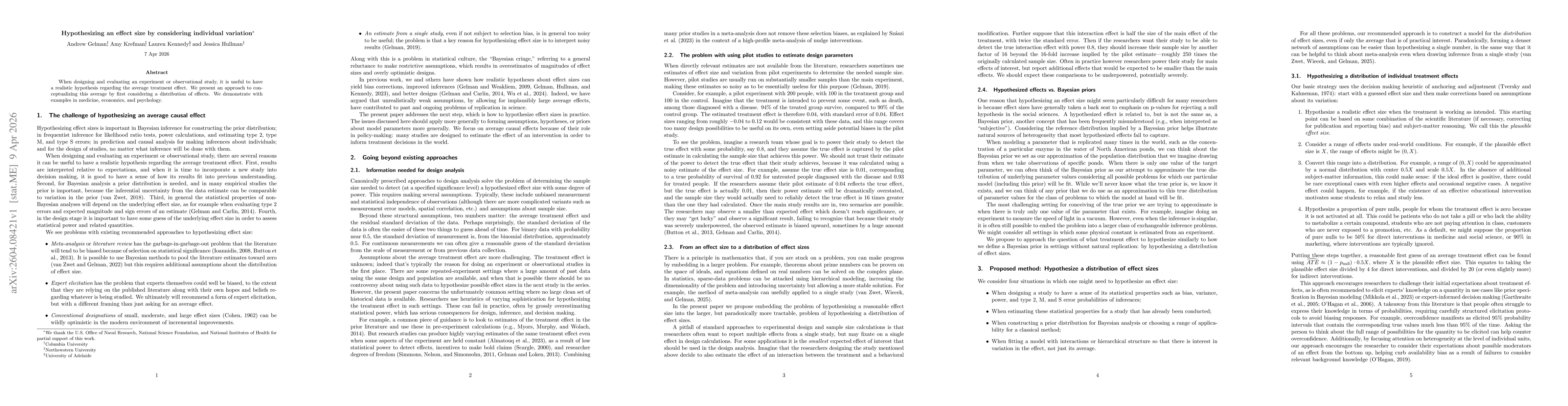 Thumbnail for Hypothesizing an effect size by considering individual variation