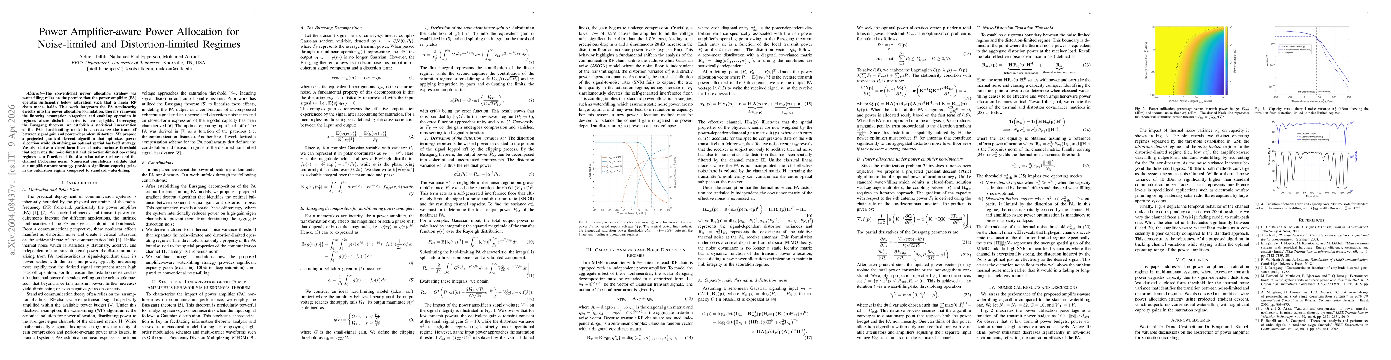 Thumbnail for Power Amplifier-aware Power Allocation for Noise-limited and Distortion-limited Regimes