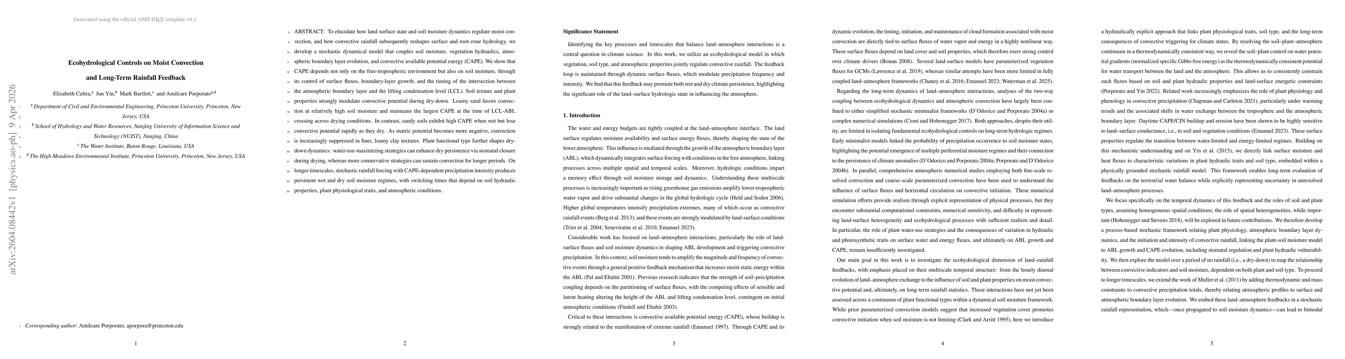 Thumbnail for Ecohydrological Controls on Moist Convection and Long-Term Rainfall Feedback