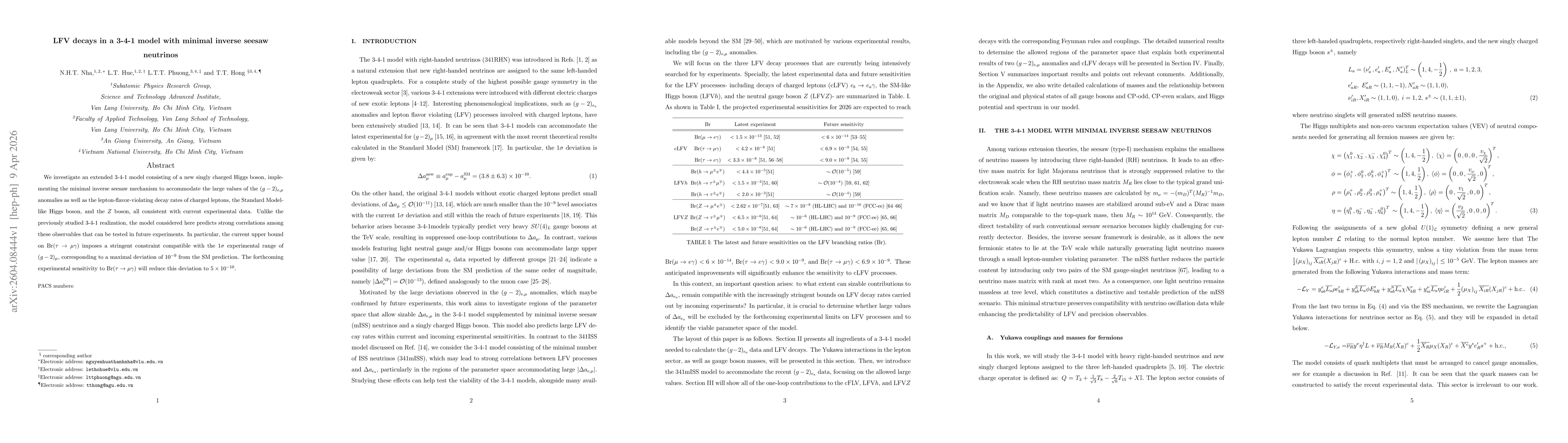 Thumbnail for LFV decays in a 3-4-1 model with minimal inverse seesaw neutrinos