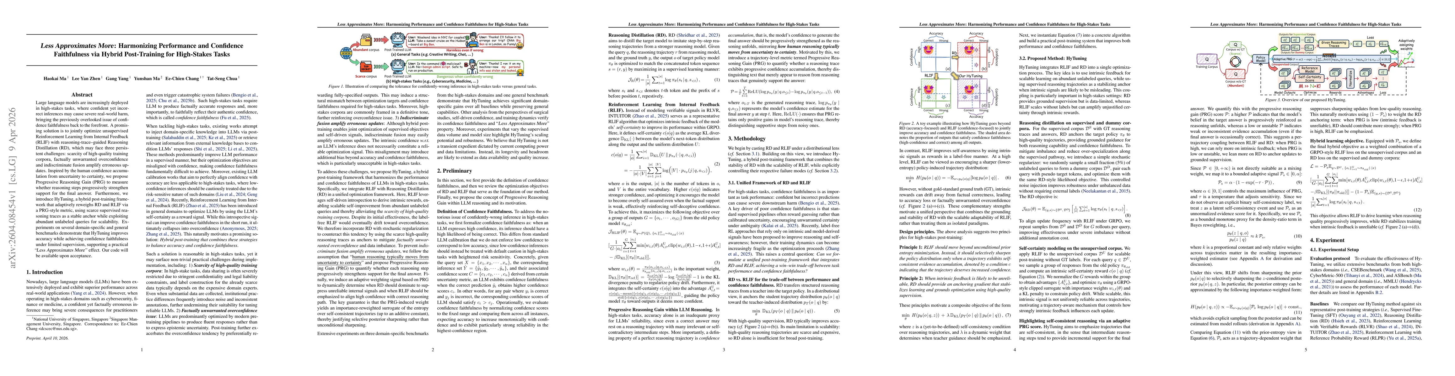 Thumbnail for Less Approximates More: Harmonizing Performance and Confidence Faithfulness via Hybrid Post-Training for High-Stakes Tasks