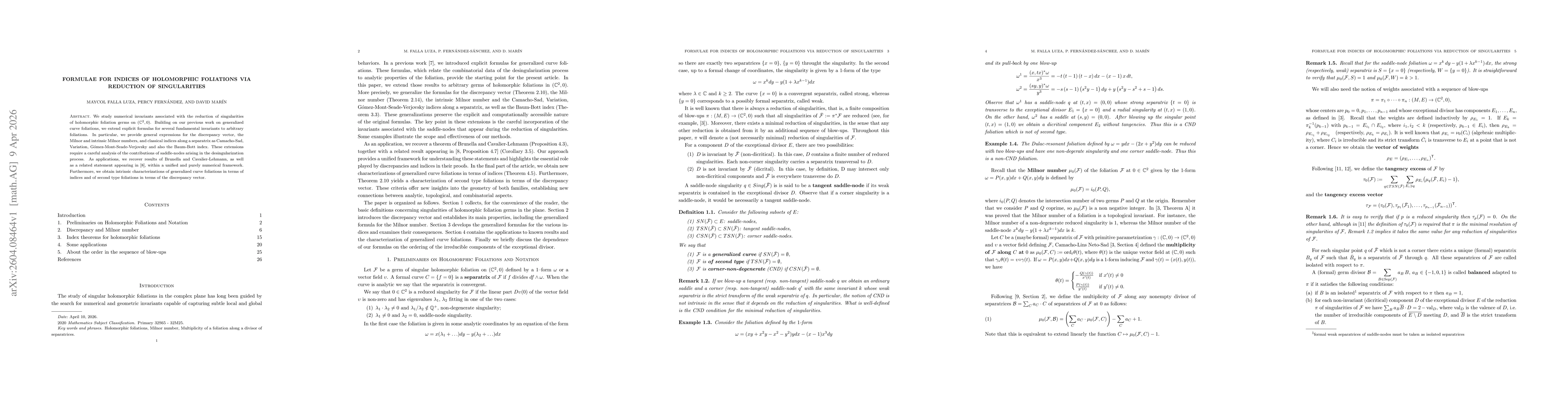 Thumbnail for Formulae for indices of holomorphic foliations via reduction of singularities