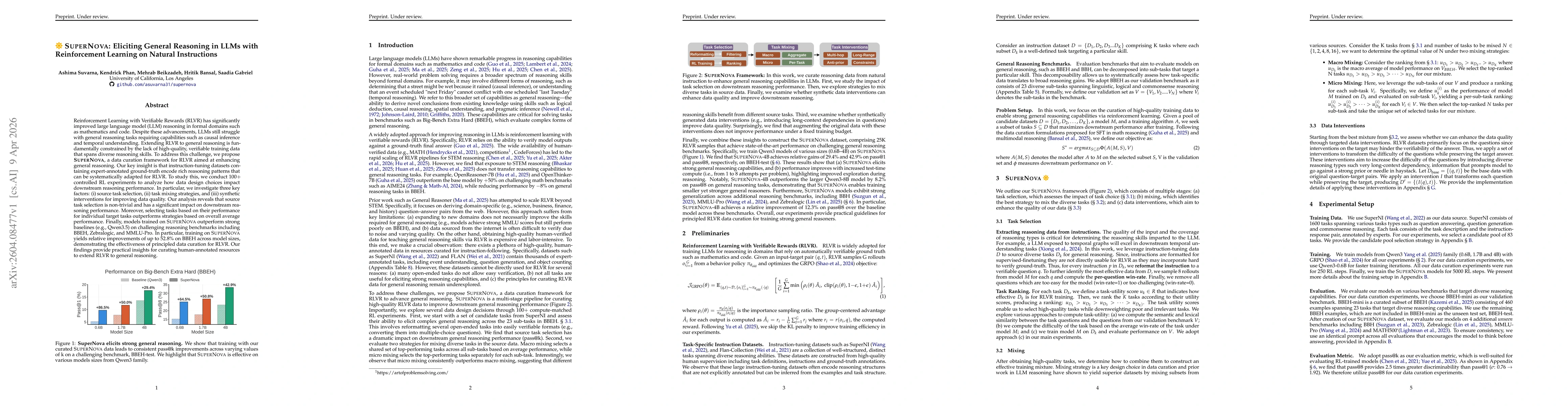 Thumbnail for SUPERNOVA: Eliciting General Reasoning in LLMs with Reinforcement Learning on Natural Instructions