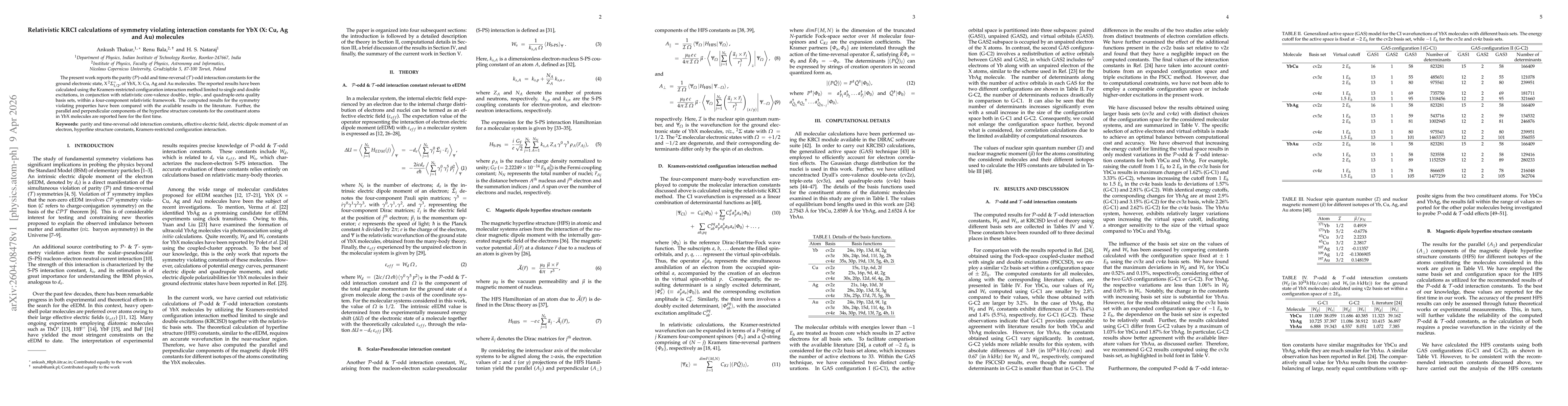 Thumbnail for Relativistic KRCI calculations of symmetry violating interaction constants for YbX (X: Cu, Ag and Au) molecules