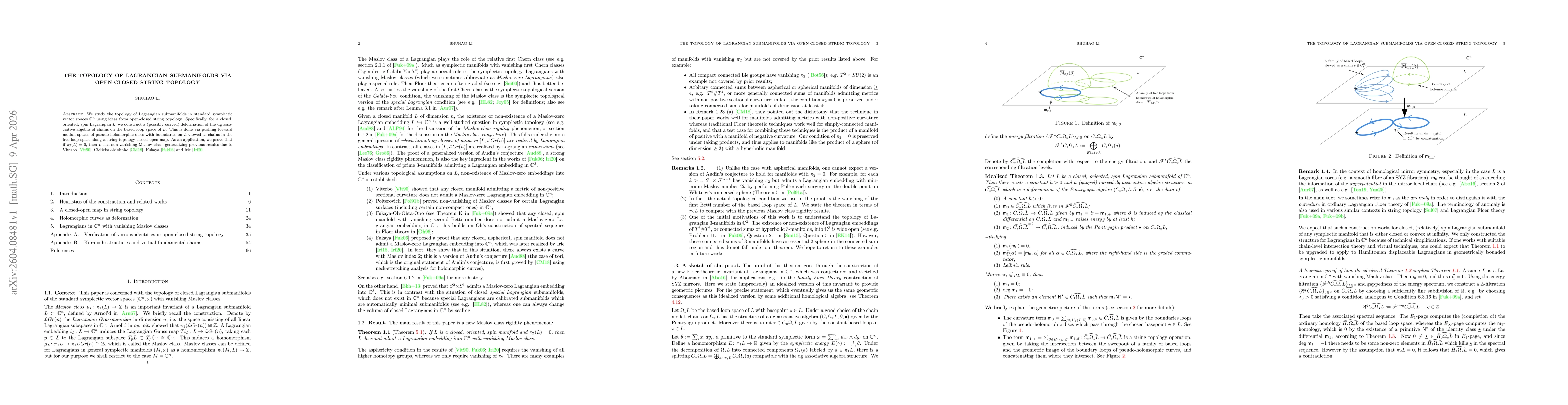 Thumbnail for The topology of Lagrangian submanifolds via open-closed string topology