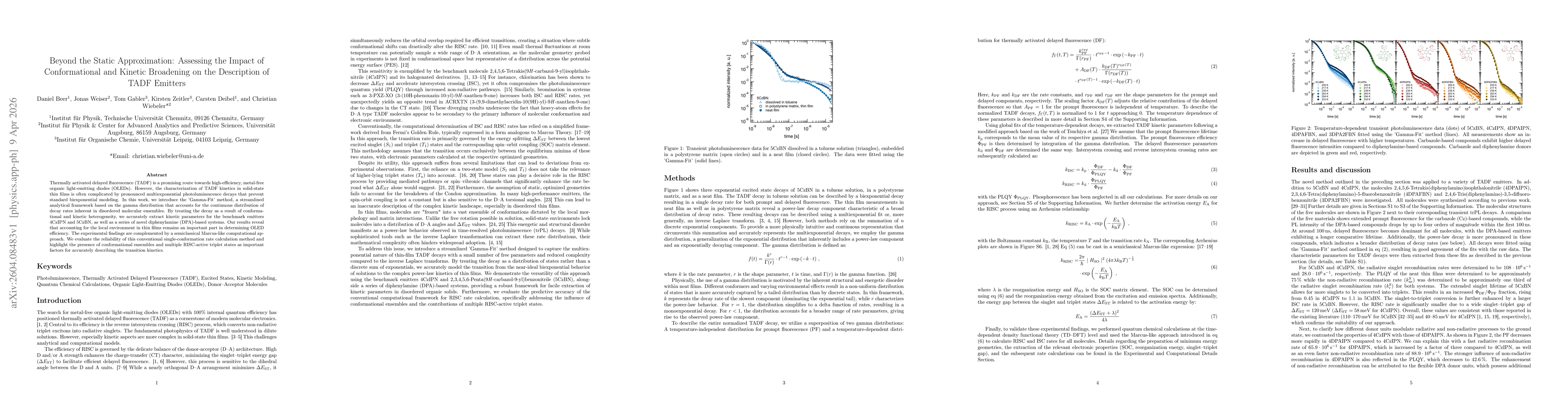 Thumbnail for Beyond the Static Approximation: Assessing the Impact of Conformational and Kinetic Broadening on the Description of TADF Emitters