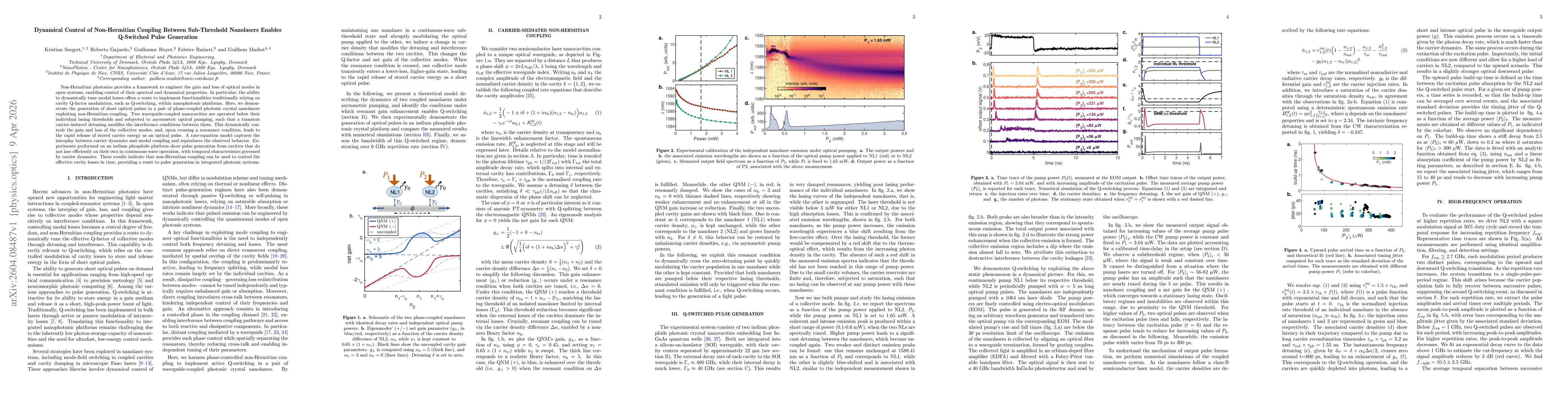 Thumbnail for Dynamical Control of Non-Hermitian Coupling Between Sub-Threshold Nanolasers Enables Q-Switched Pulse Generation