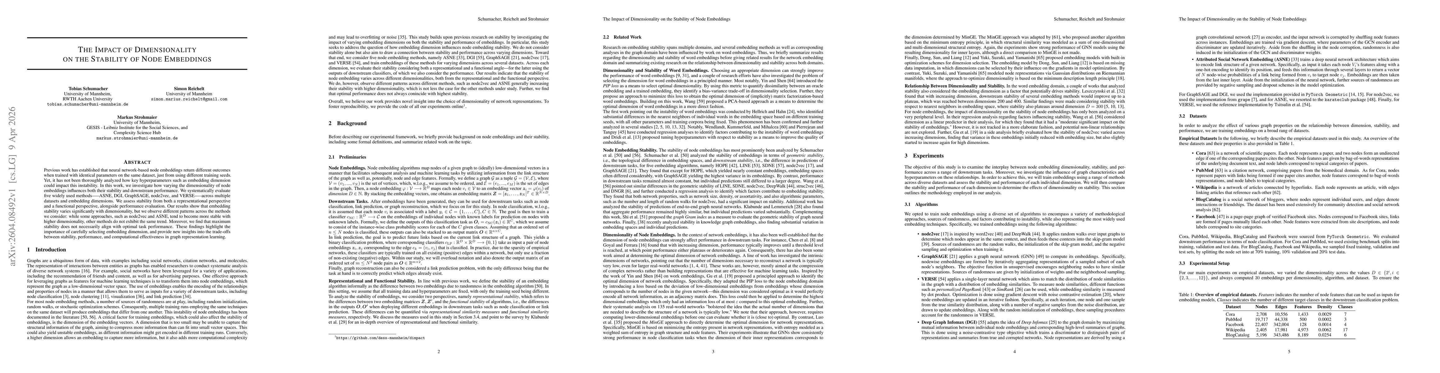 Thumbnail for The Impact of Dimensionality on the Stability of Node Embeddings
