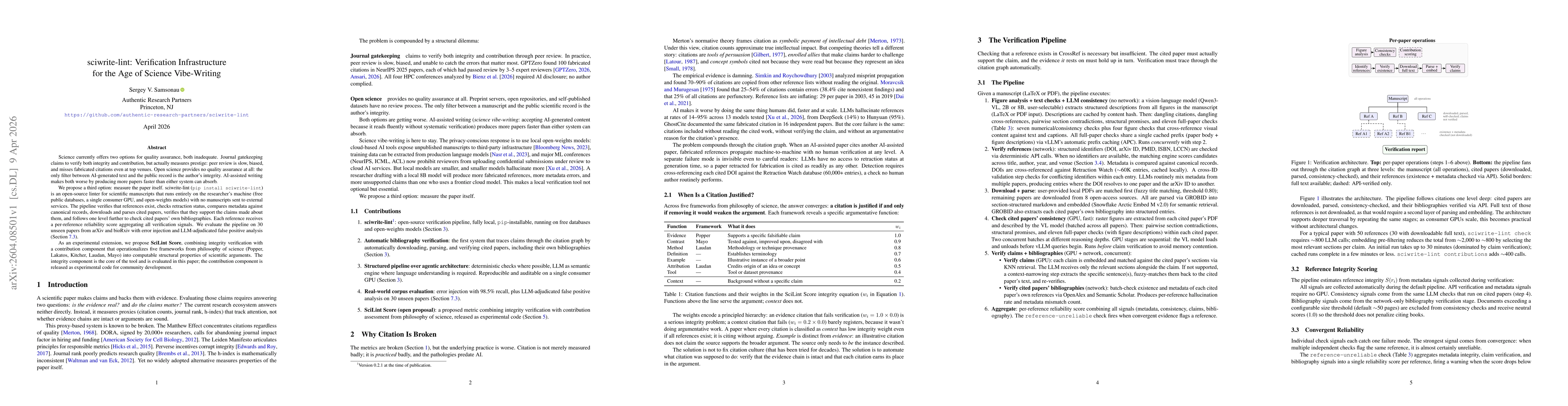Thumbnail for sciwrite-lint: Verification Infrastructure for the Age of Science Vibe-Writing