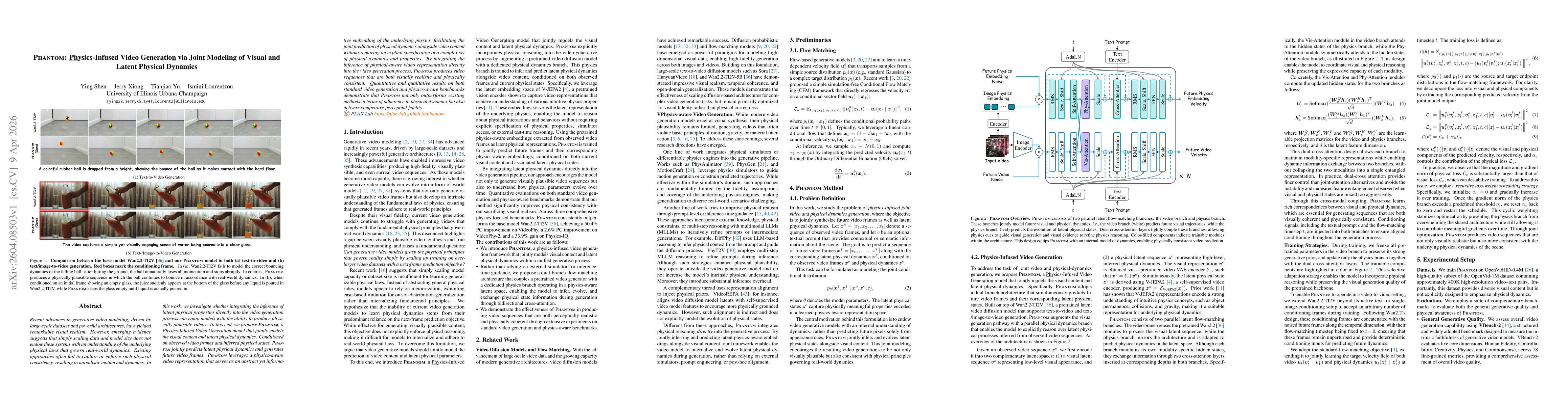 Thumbnail for Phantom: Physics-Infused Video Generation via Joint Modeling of Visual and Latent Physical Dynamics