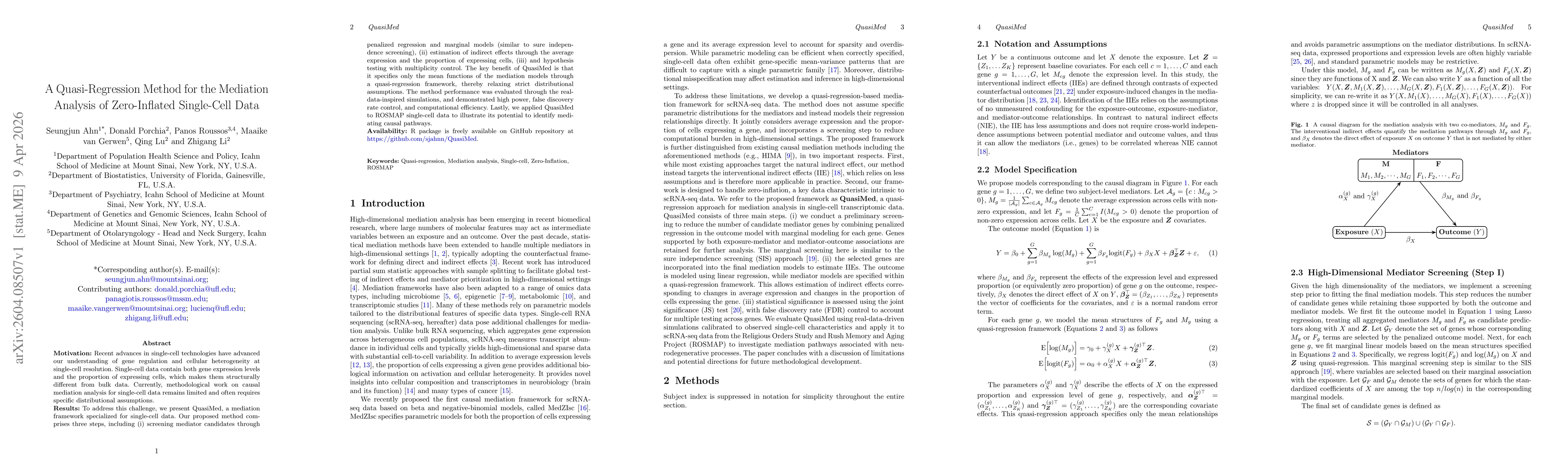 Thumbnail for A Quasi-Regression Method for the Mediation Analysis of Zero-Inflated Single-Cell Data