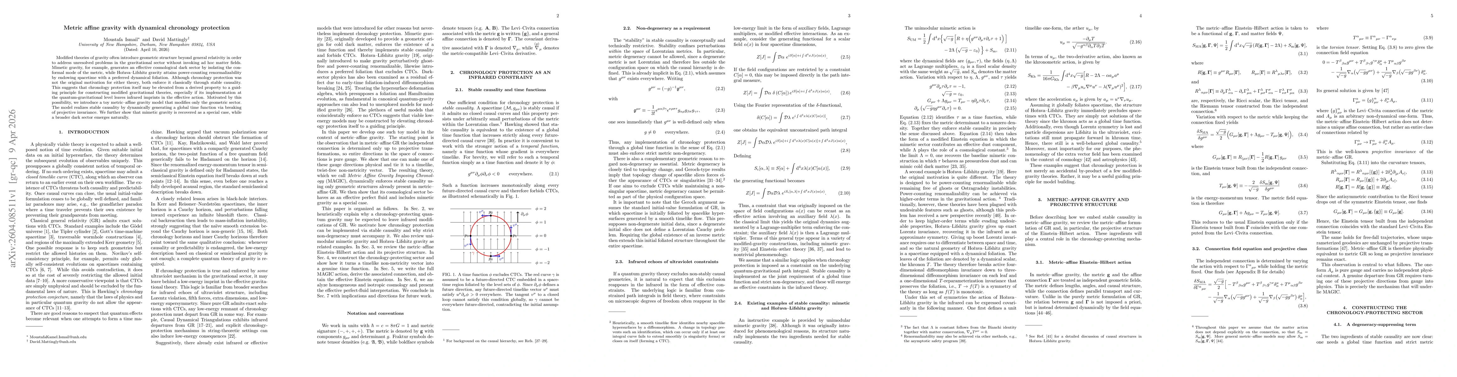 Thumbnail for Metric affine gravity with dynamical chronology protection