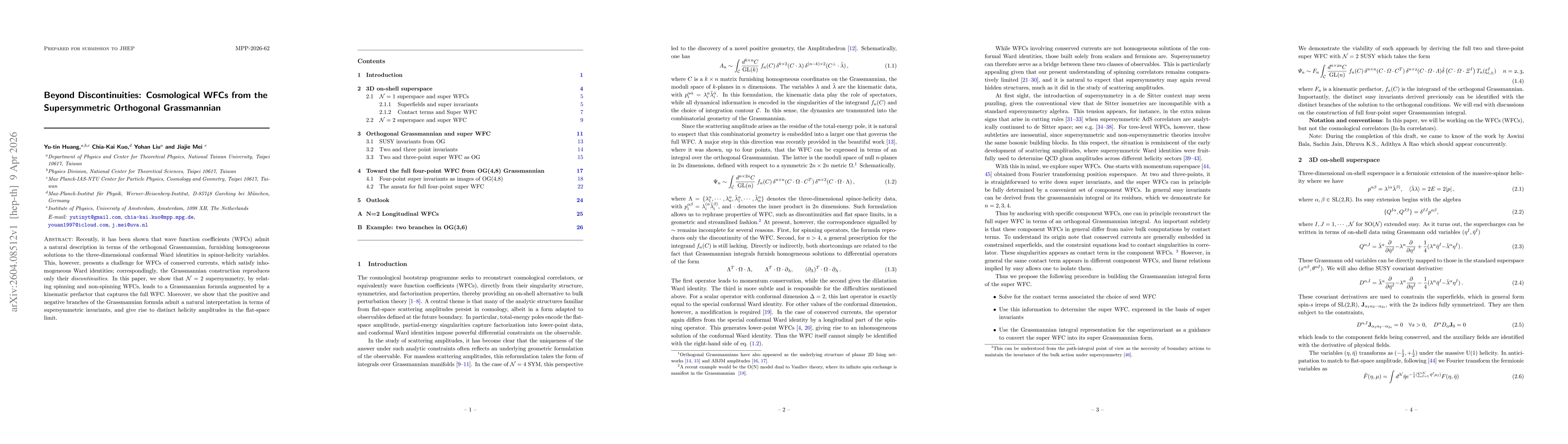 Thumbnail for Beyond Discontinuities: Cosmological WFCs from the Supersymmetric Orthogonal Grassmannian