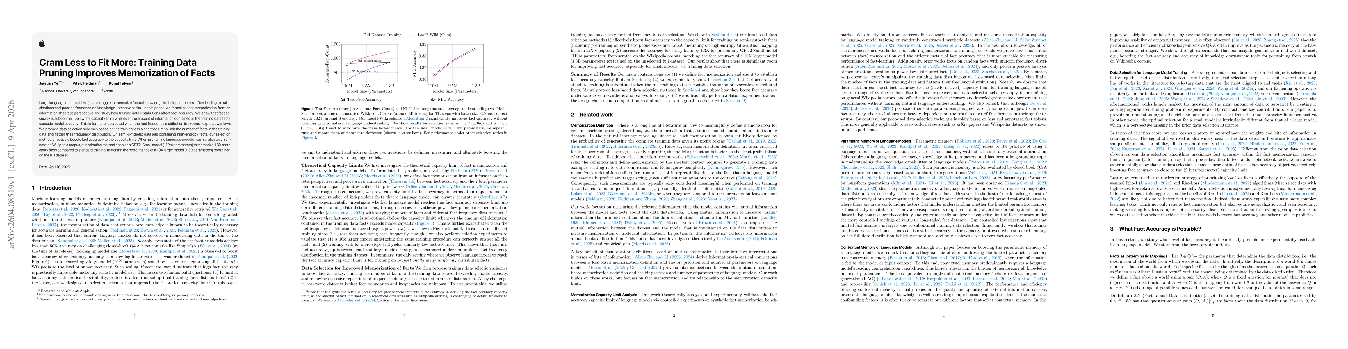 Thumbnail for Cram Less to Fit More: Training Data Pruning Improves Memorization of Facts