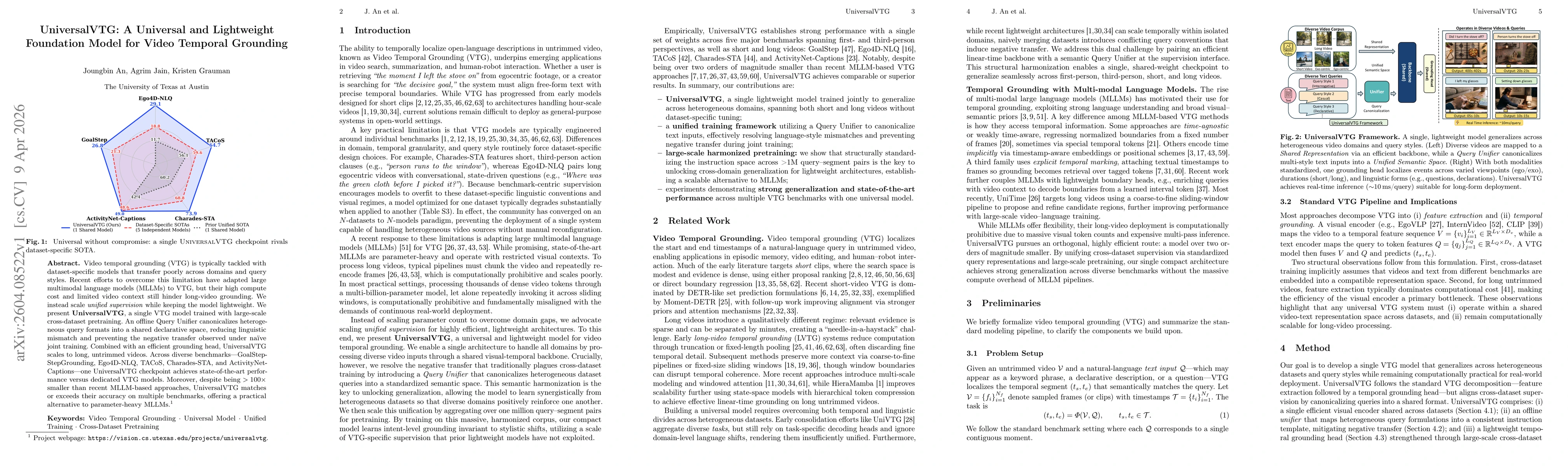 Thumbnail for UniversalVTG: A Universal and Lightweight Foundation Model for Video Temporal Grounding
