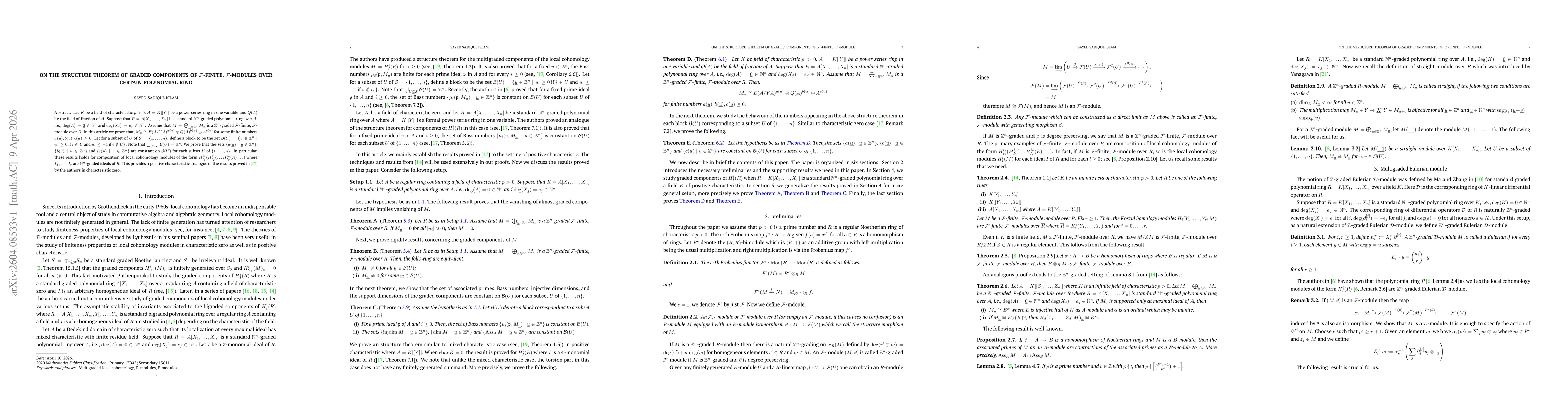 Thumbnail for On the structure theorem of graded components of $\mathcal{F}$-finite, $\mathcal{F}$-modules over certain polynomial ring