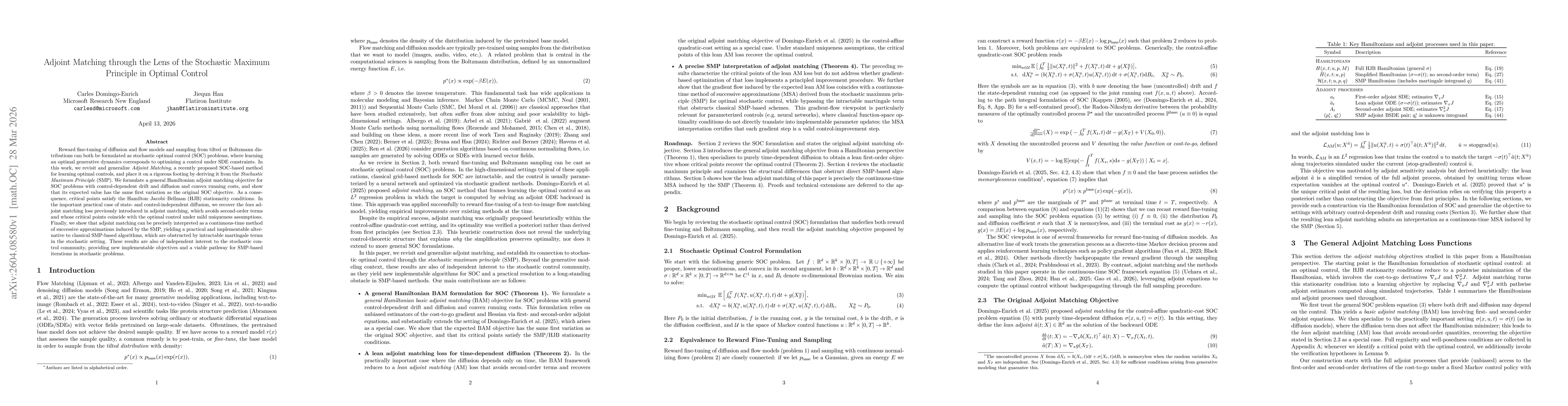 Thumbnail for Adjoint Matching through the Lens of the Stochastic Maximum Principle in Optimal Control