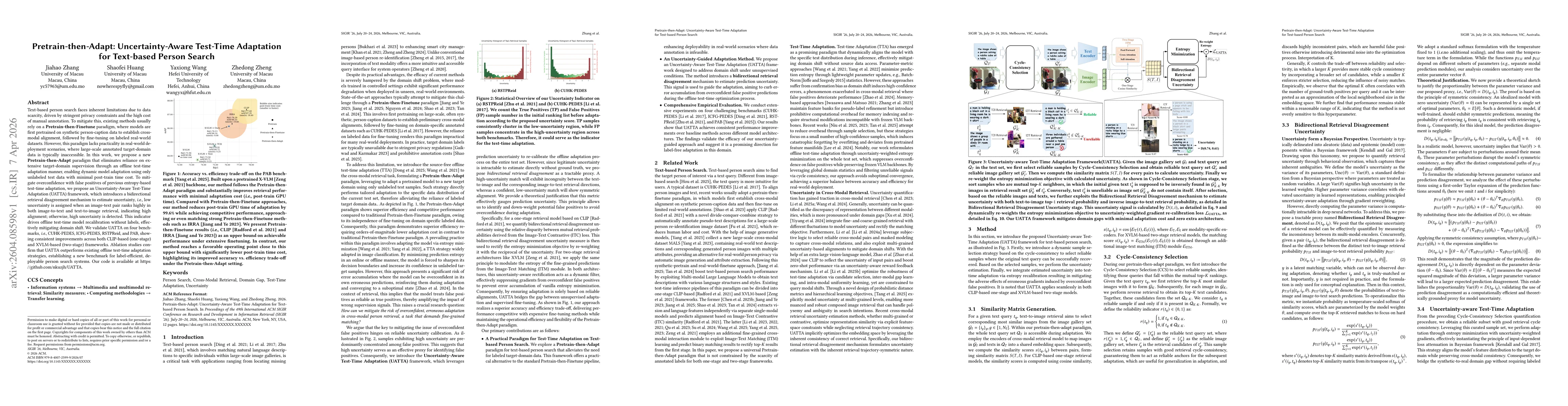 Thumbnail for Pretrain-then-Adapt: Uncertainty-Aware Test-Time Adaptation for Text-based Person Search