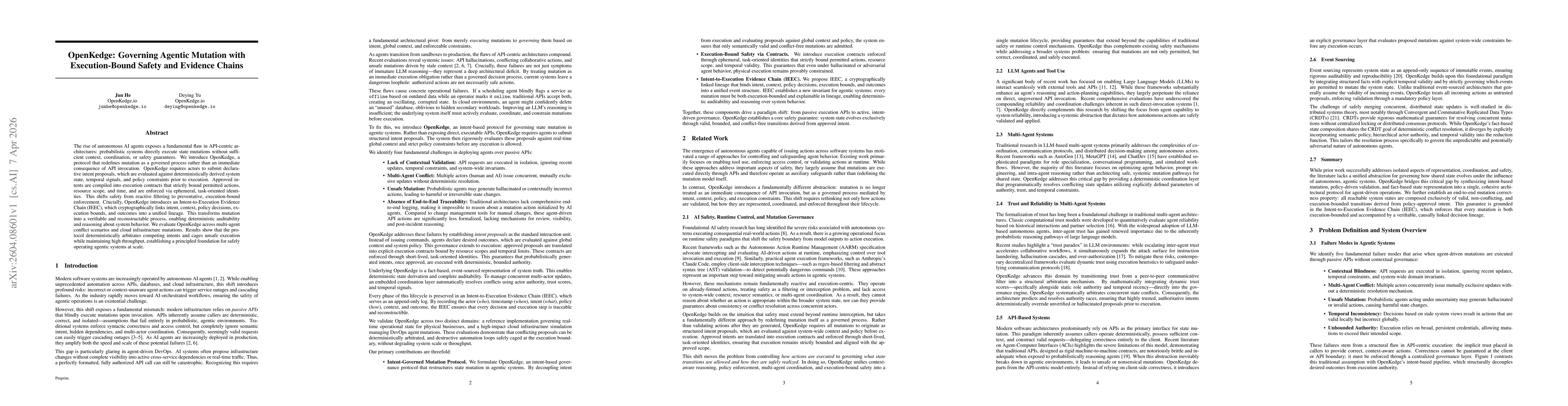 Thumbnail for OpenKedge: Governing Agentic Mutation with Execution-Bound Safety and Evidence Chains