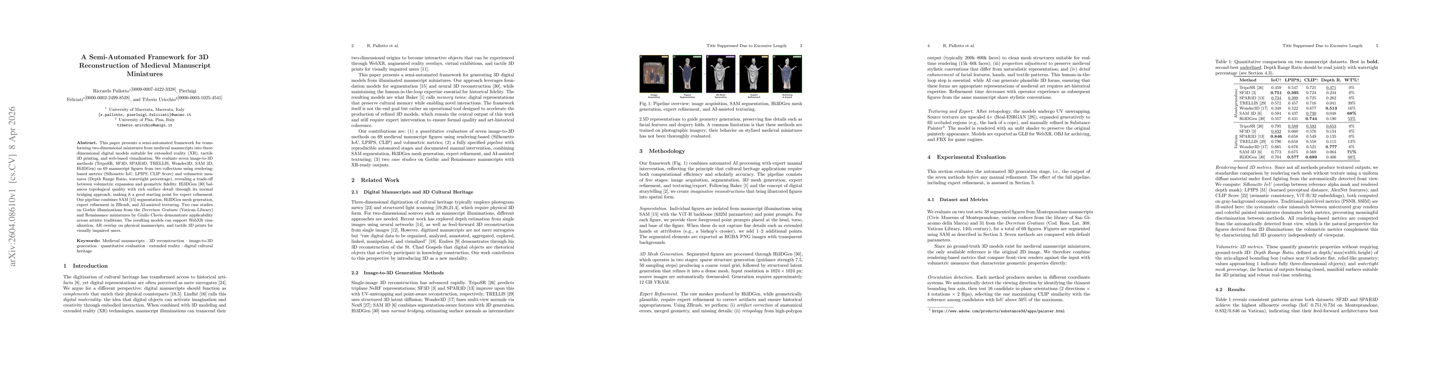 Thumbnail for A Semi-Automated Framework for 3D Reconstruction of Medieval Manuscript Miniatures