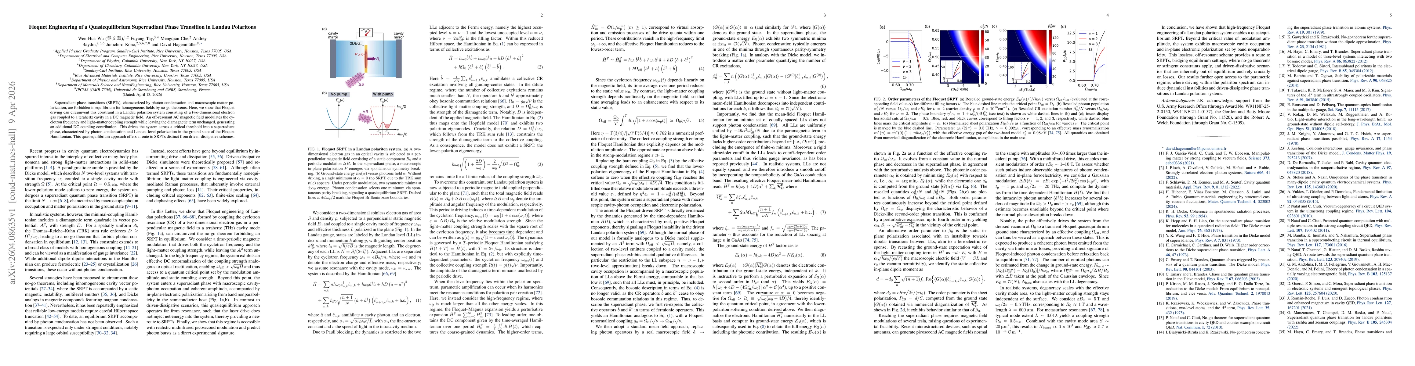 Thumbnail for Floquet Engineering of a Quasiequilibrium Superradiant Phase Transition in Landau Polaritons