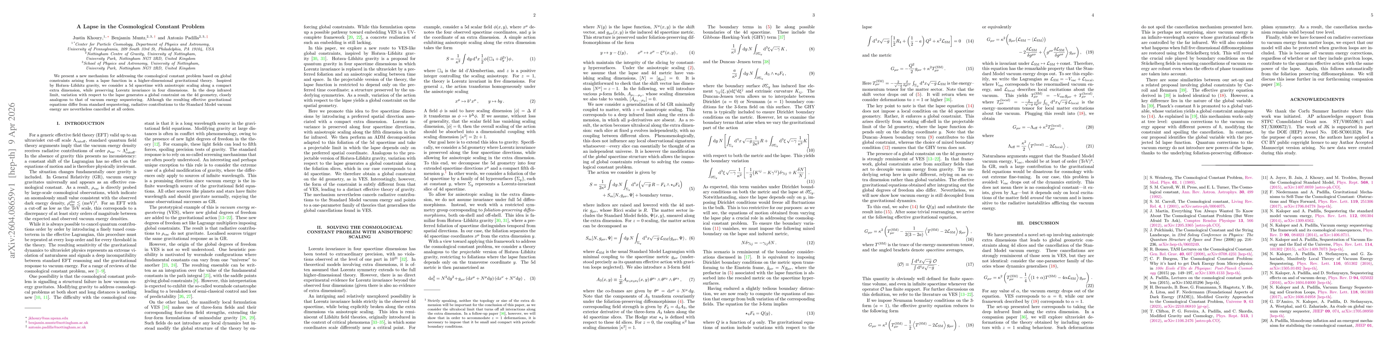 Thumbnail for A Lapse in the Cosmological Constant Problem