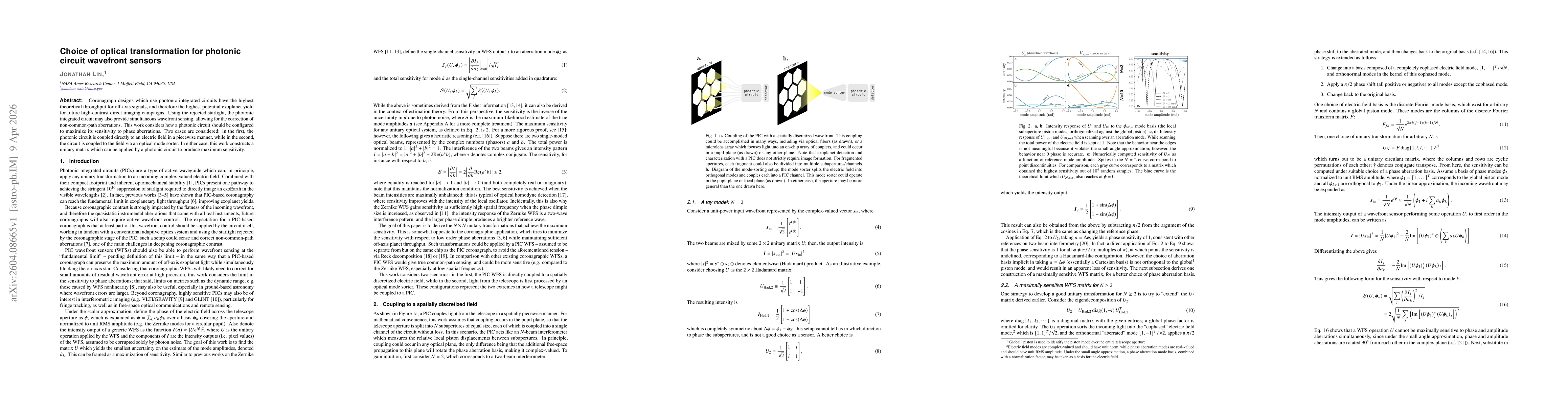 Thumbnail for Choice of optical transformation for photonic circuit wavefront sensors