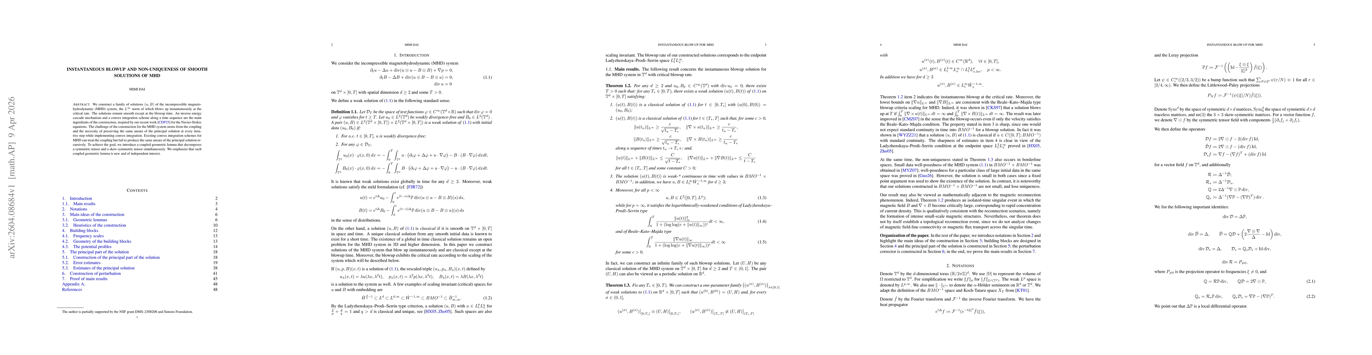 Thumbnail for Instantaneous blowup and non-uniqueness of smooth solutions of MHD