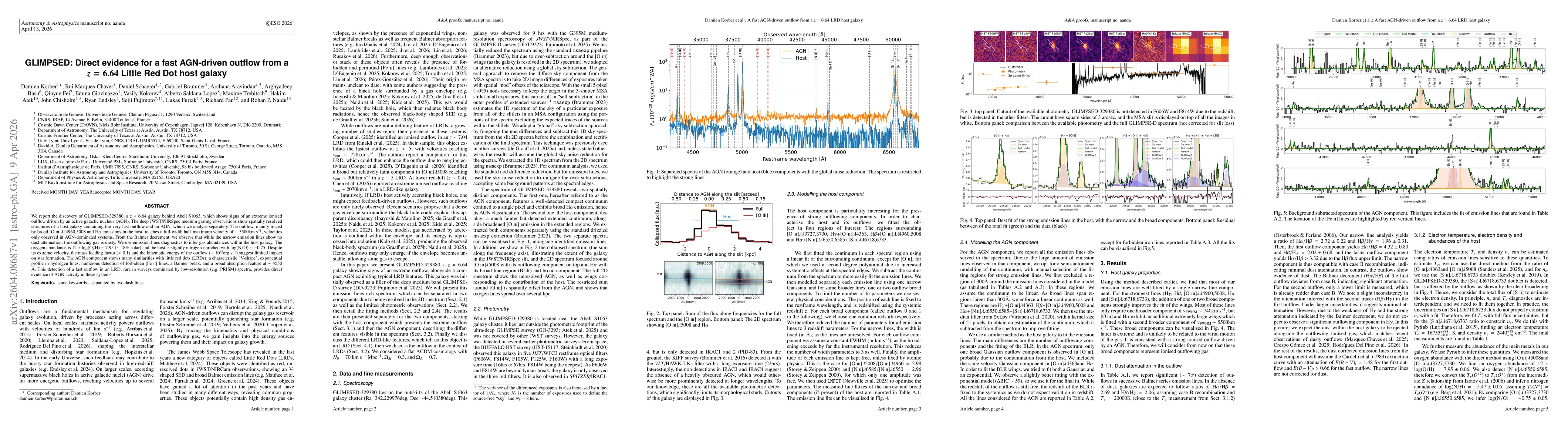 Thumbnail for GLIMPSED: Direct evidence for a fast AGN-driven outflow from a z=6.64 Little Red Dot host galaxy