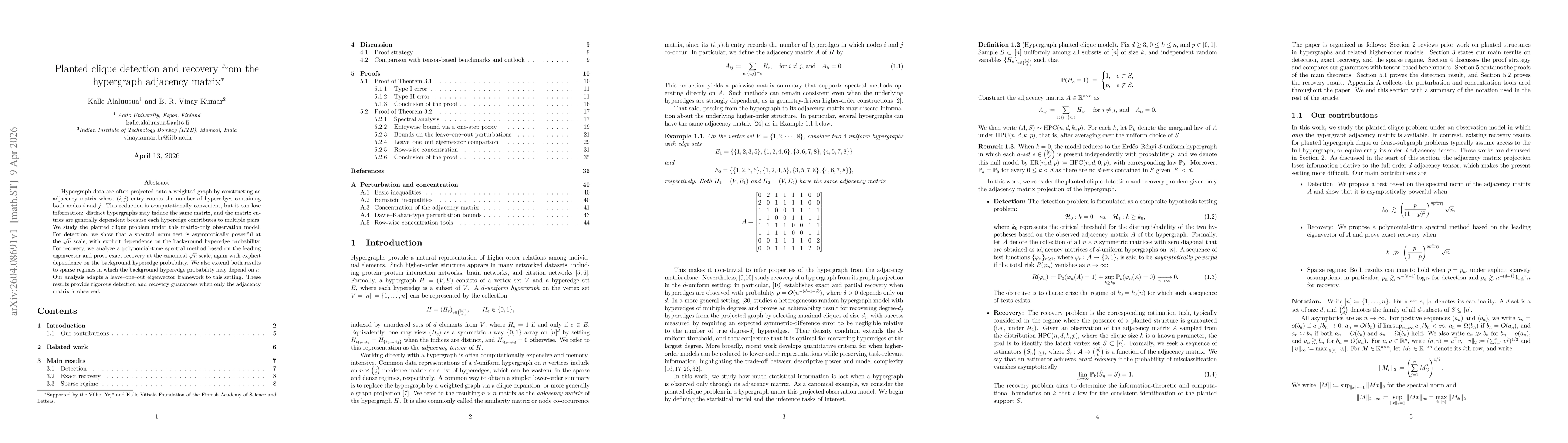 Thumbnail for Planted clique detection and recovery from the hypergraph adjacency matrix