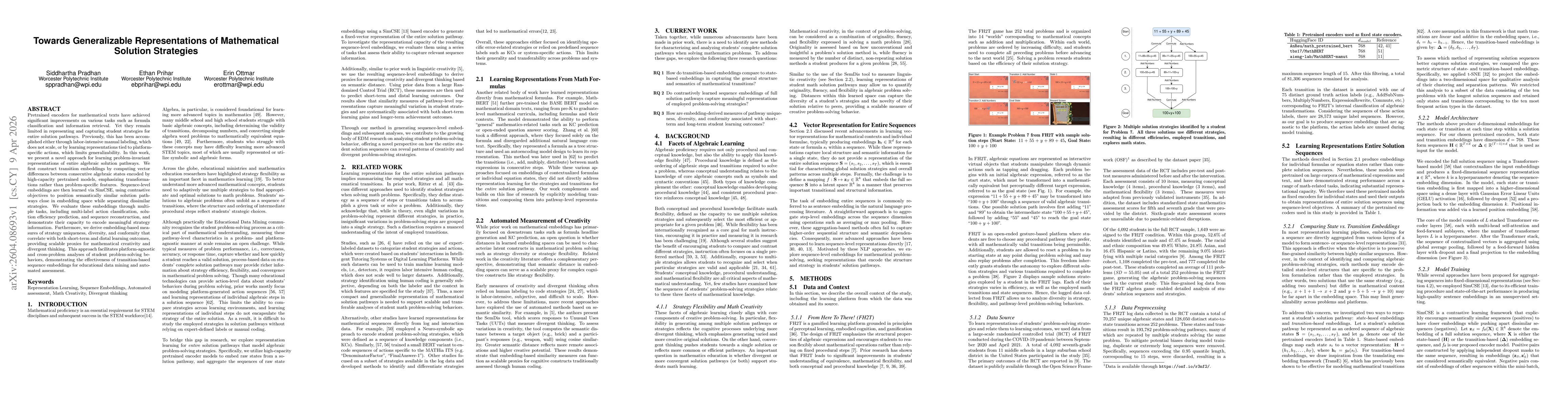 Thumbnail for Towards Generalizable Representations of Mathematical Strategies