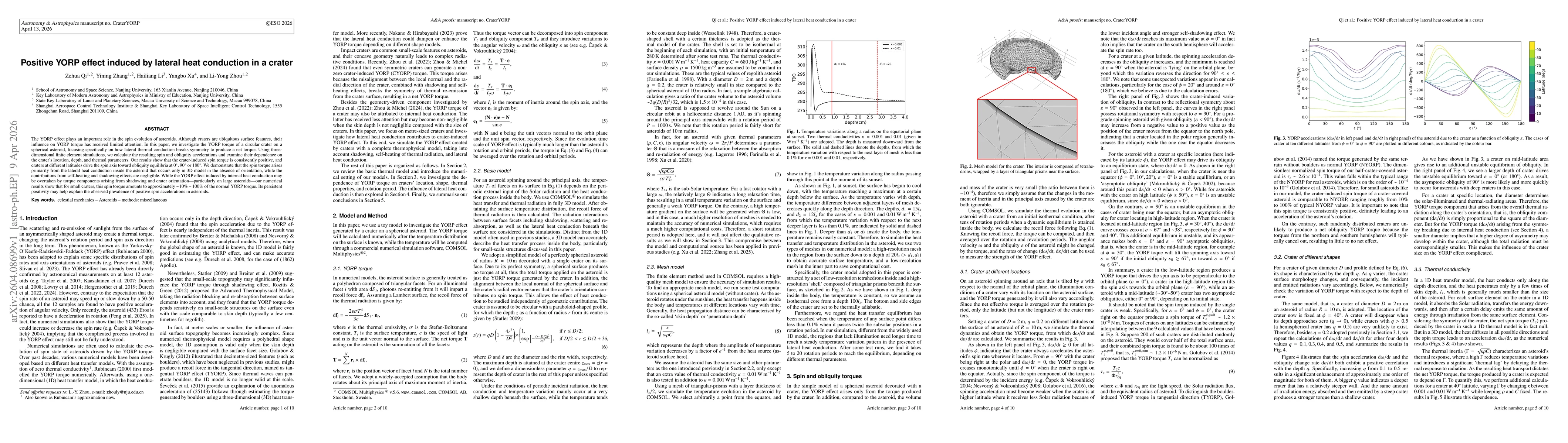 Thumbnail for Positive YORP effect induced by lateral heat conduction in a crater