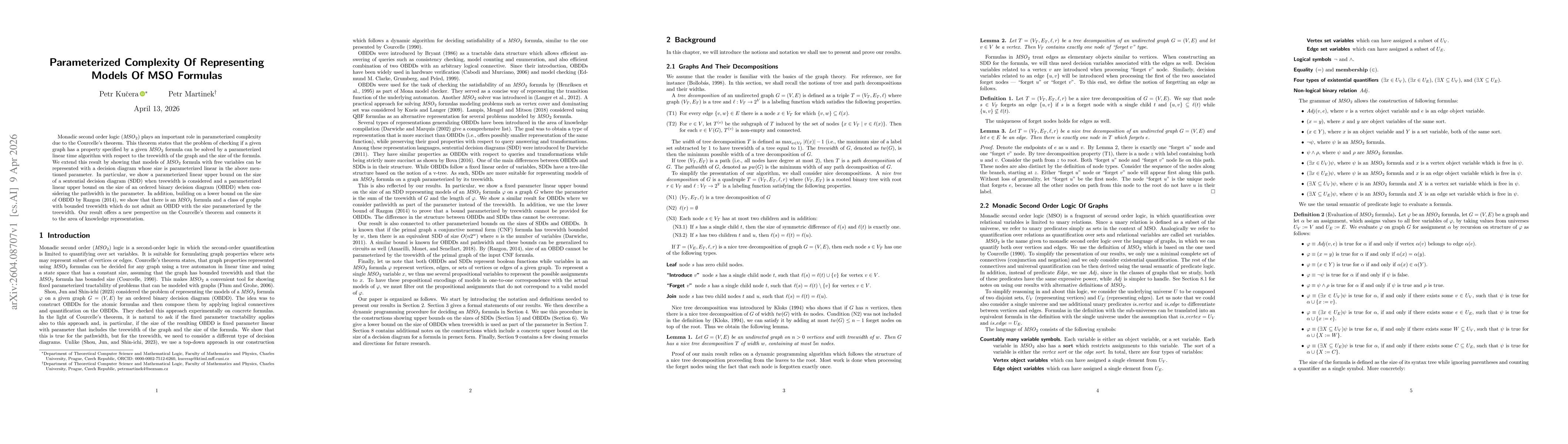 Thumbnail for Parameterized Complexity Of Representing Models Of MSO Formulas