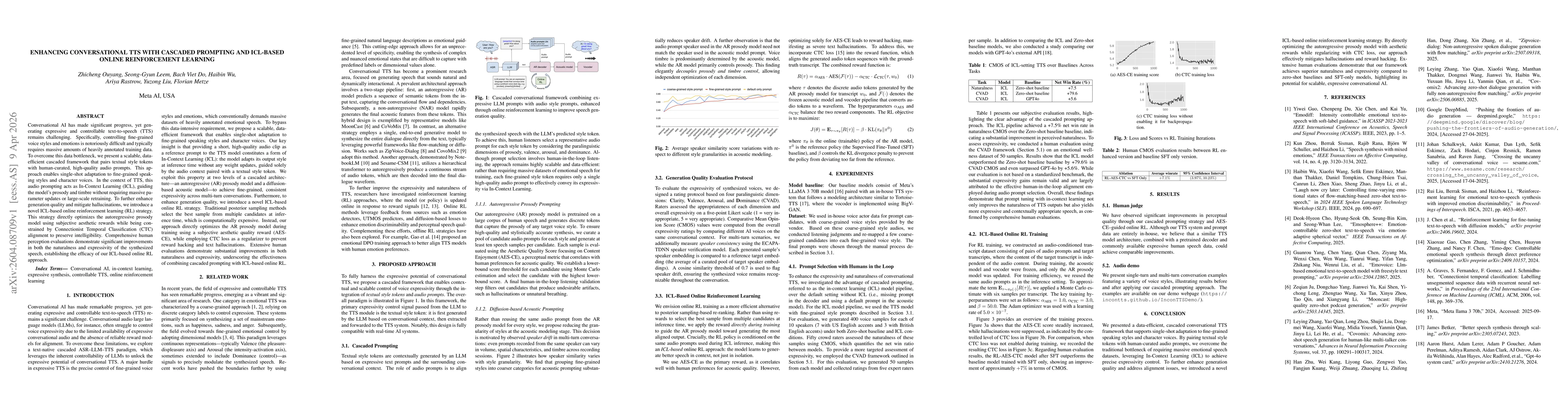 Thumbnail for Enhancing Conversational TTS with Cascaded Prompting and ICL-Based Online Reinforcement Learning
