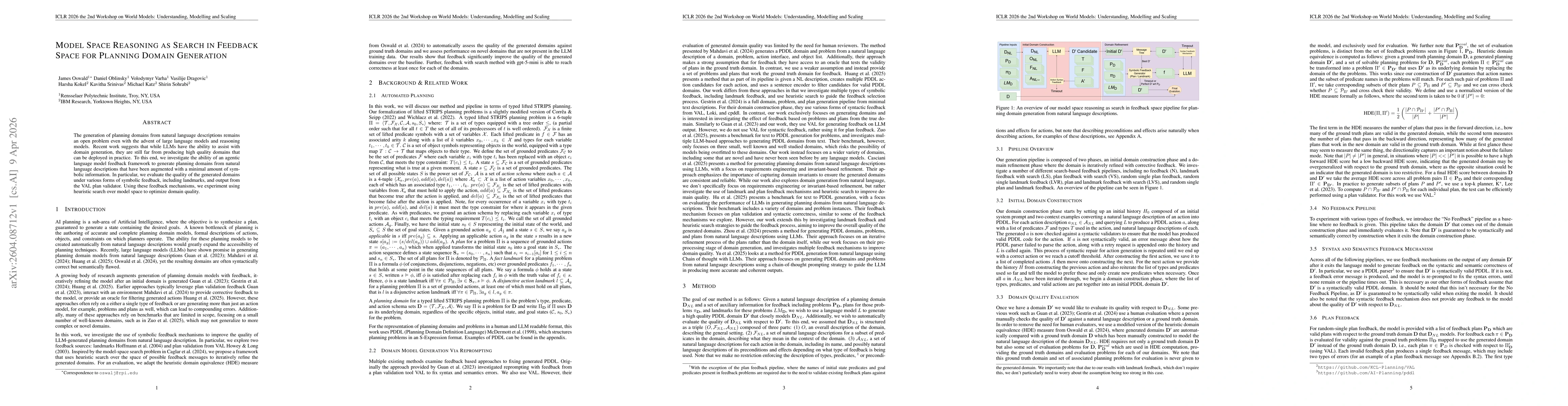 Thumbnail for Model Space Reasoning as Search in Feedback Space for Planning Domain Generation
