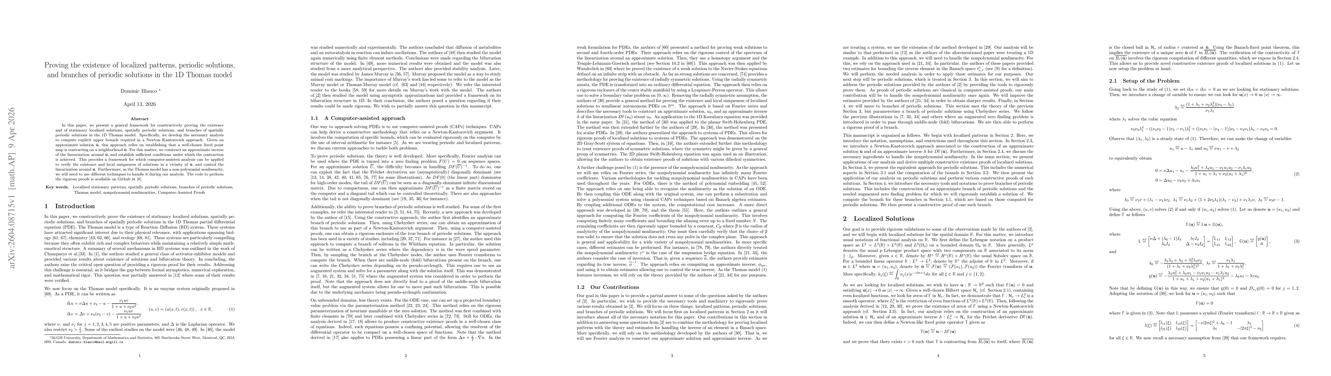 Thumbnail for Proving the existence of localized patterns, periodic solutions, and branches of periodic solutions in the 1D Thomas model