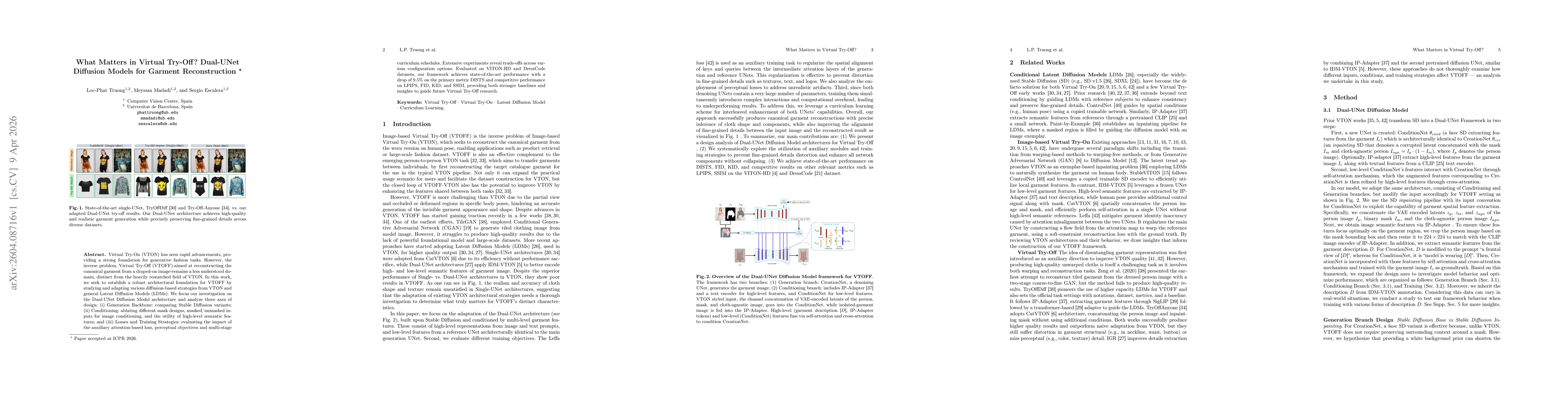 Thumbnail for What Matters in Virtual Try-Off? Dual-UNet Diffusion Model For Garment Reconstruction
