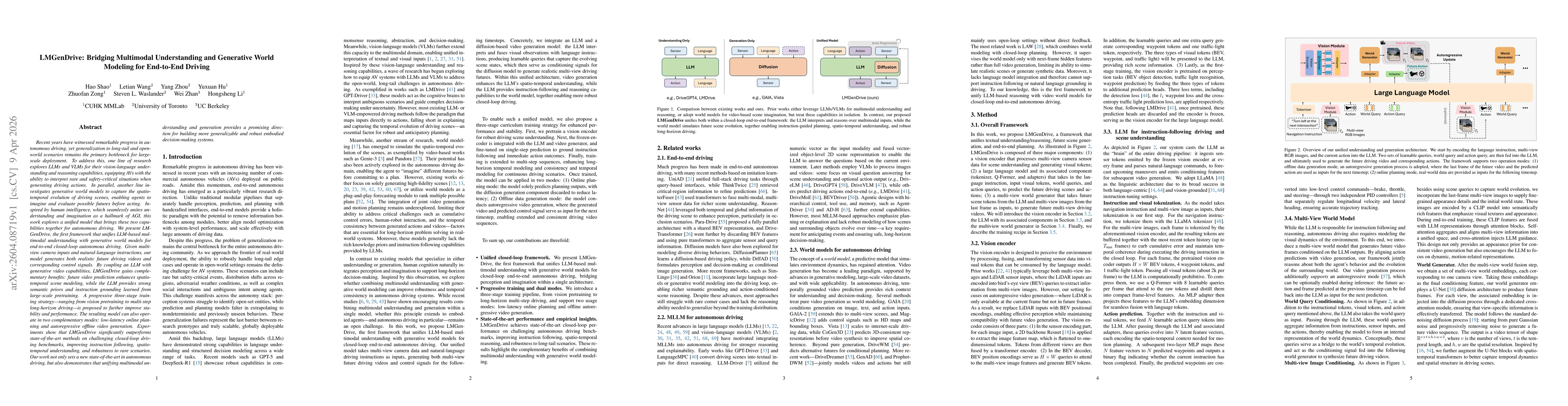 Thumbnail for LMGenDrive: Bridging Multimodal Understanding and Generative World Modeling for End-to-End Driving