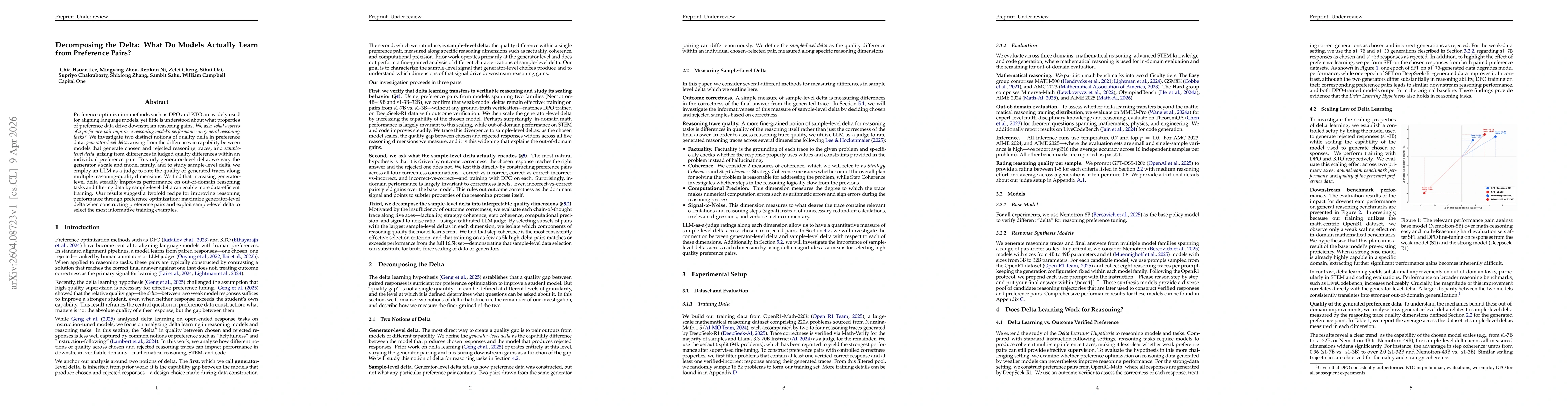 Thumbnail for Decomposing the Delta: What Do Models Actually Learn from Preference Pairs?