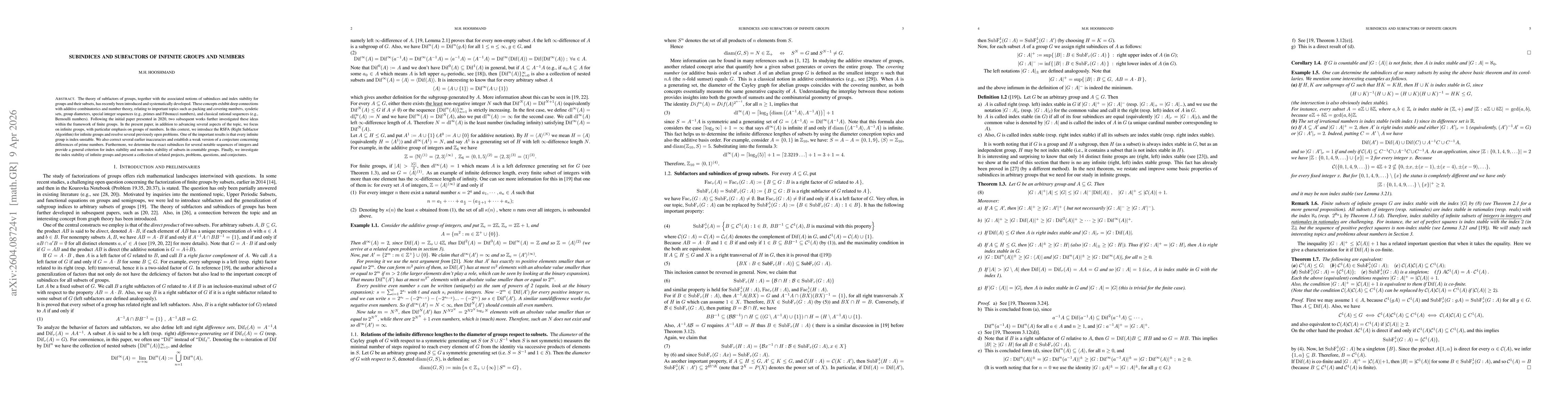 Thumbnail for Subindices and subfactors of infinite groups and numbers
