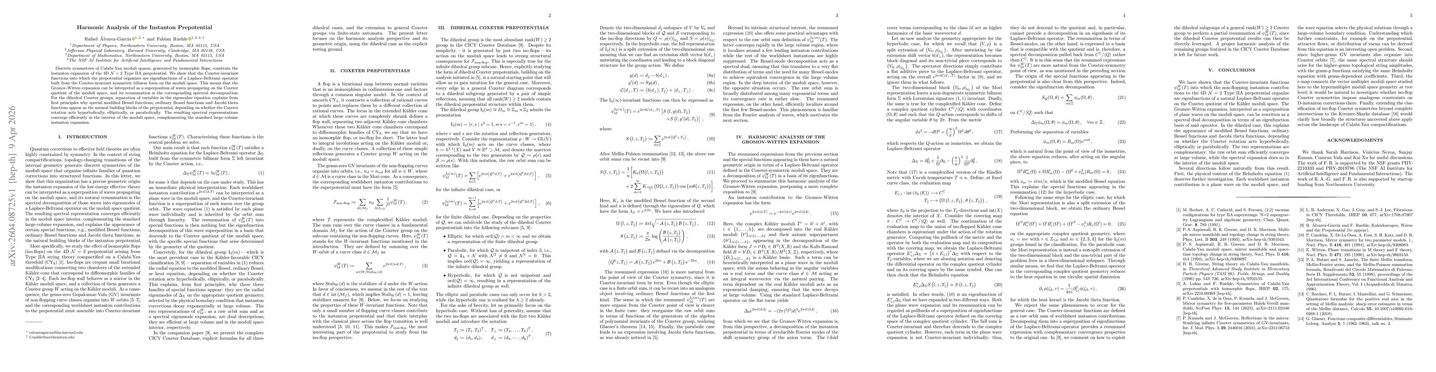Thumbnail for Harmonic Analysis of the Instanton Prepotential