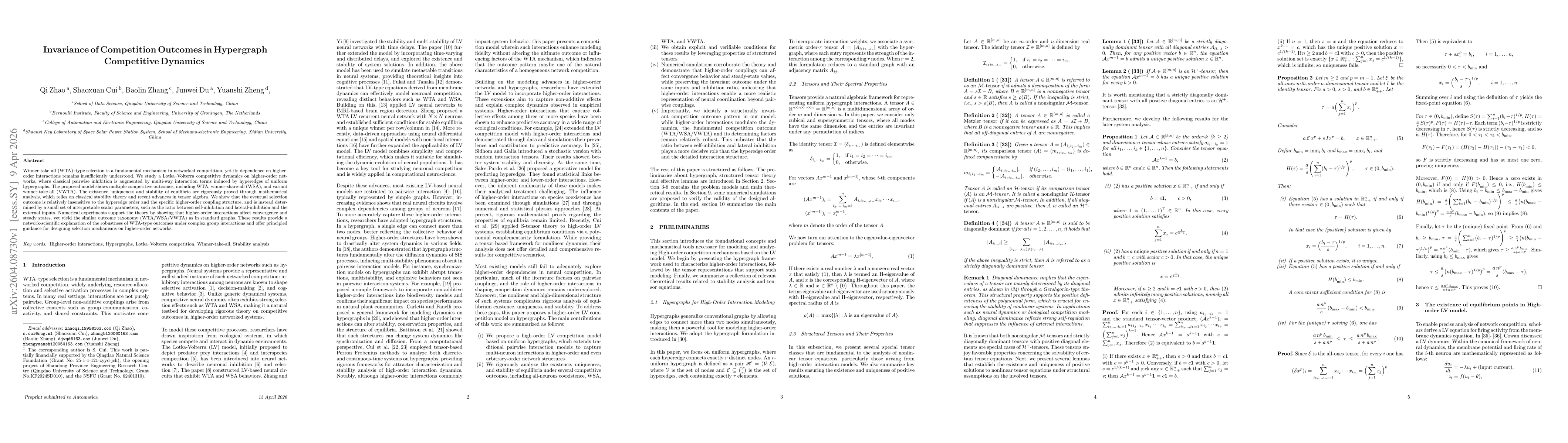 Thumbnail for Invariance of Competition Outcomes in Hypergraph Competitive Dynamics