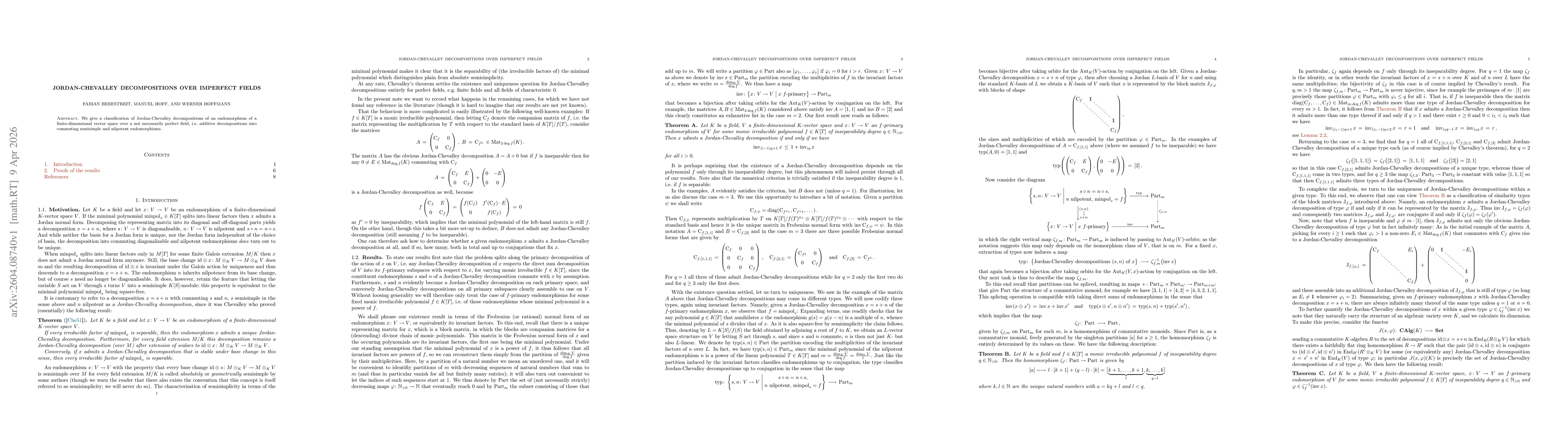Thumbnail for Jordan-Chevalley decompositions over imperfect fields