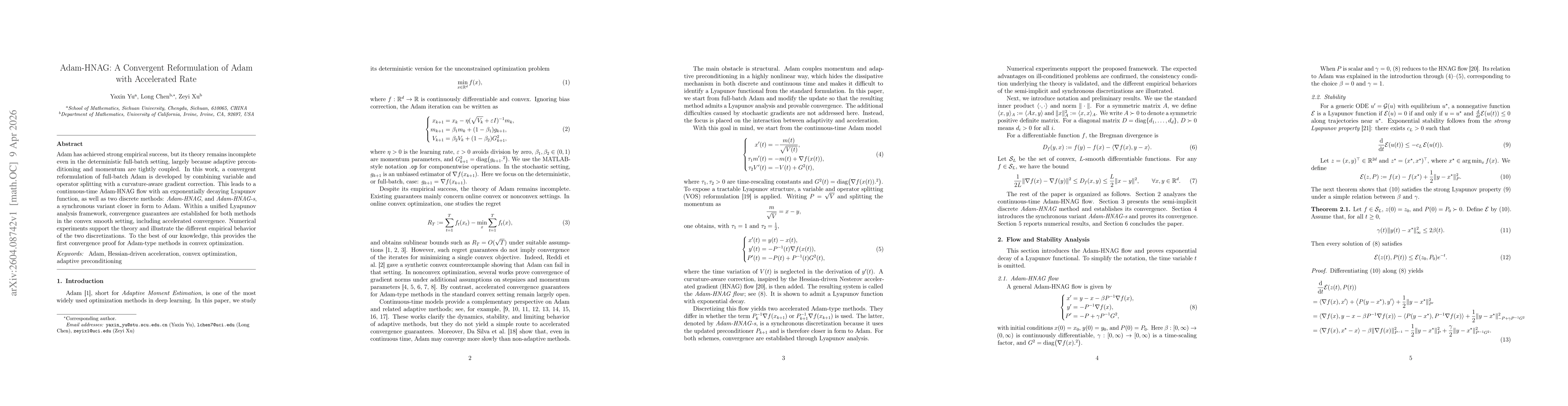 Thumbnail for Adam-HNAG: A Convergent Reformulation of Adam with Accelerated Rate