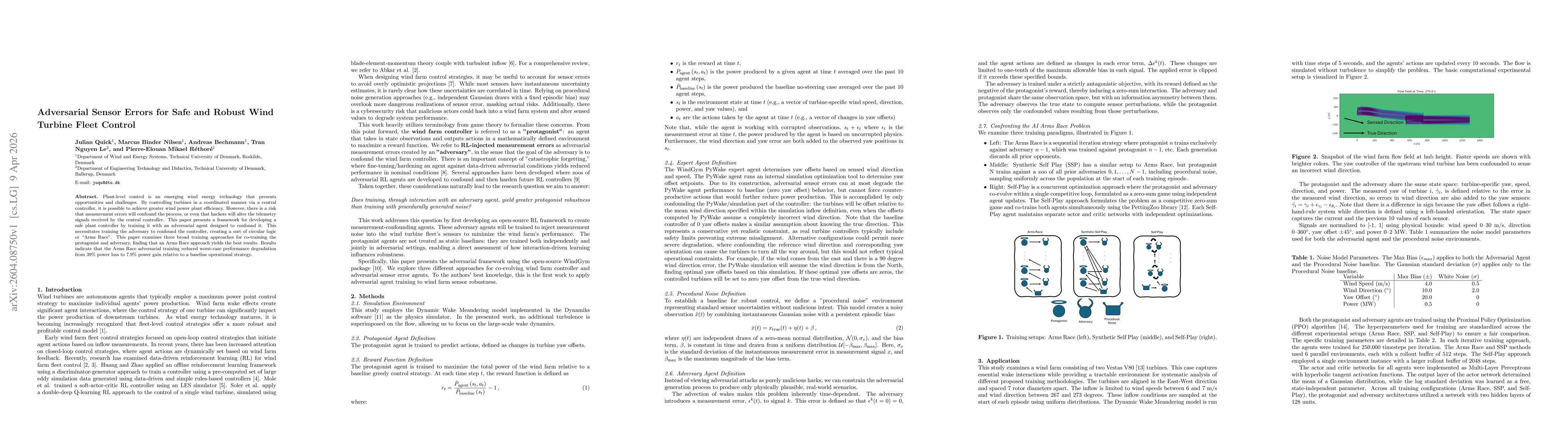 Thumbnail for Adversarial Sensor Errors for Safe and Robust Wind Turbine Fleet Control