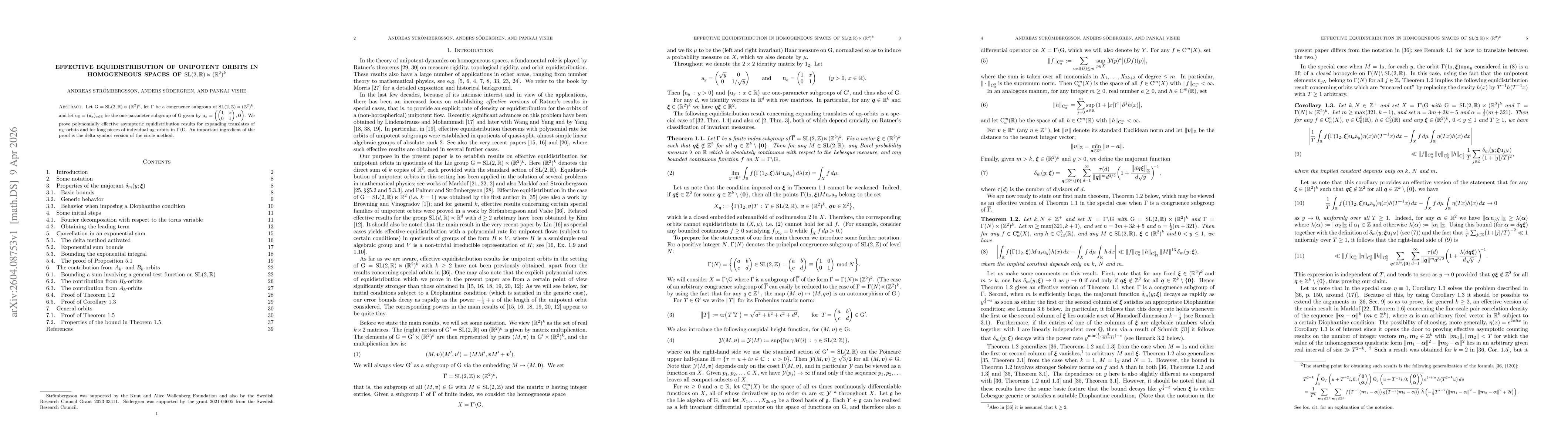 Thumbnail for Effective equidistribution of unipotent orbits in homogeneous spaces of $\SL(2,\R)\ltimes(\R^2)^{k}$