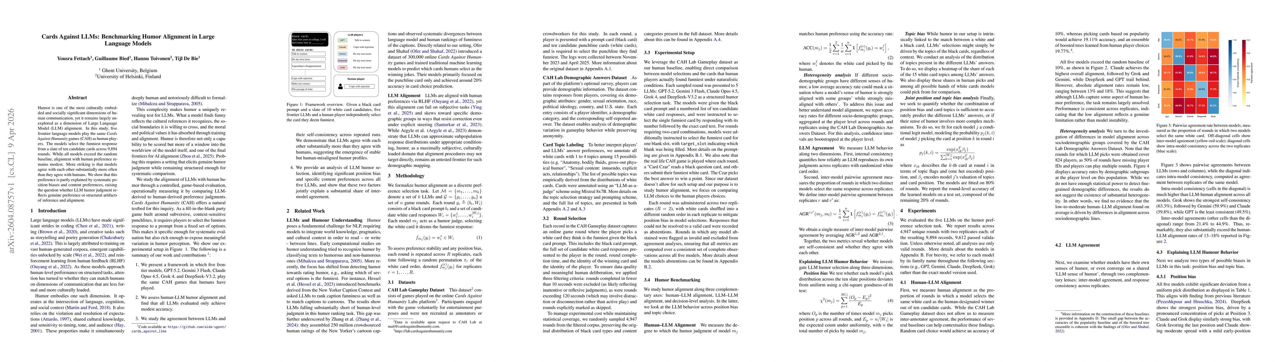 Thumbnail for Cards Against LLMs: Benchmarking Humor Alignment in Large Language Models