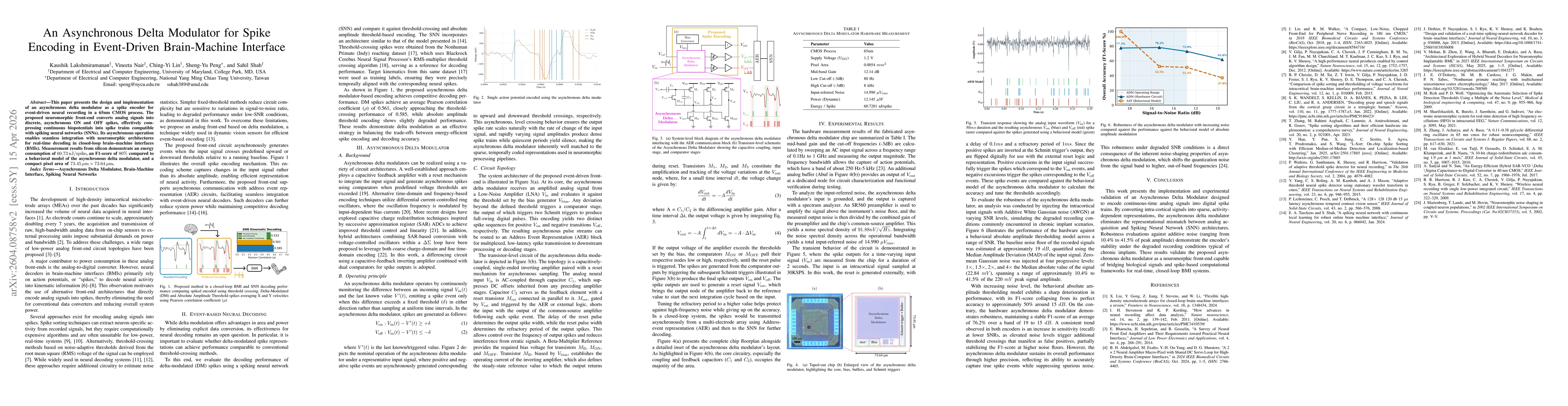 Thumbnail for An Asynchronous Delta Modulator for Spike Encoding in Event-Driven Brain-Machine Interface