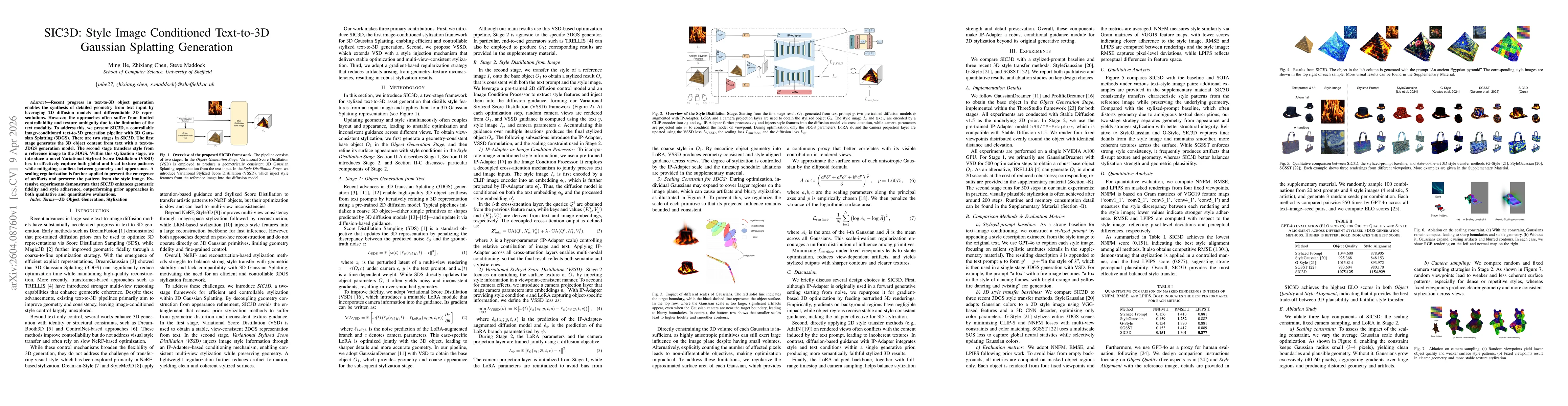 Thumbnail for SIC3D: Style Image Conditioned Text-to-3D Gaussian Splatting Generation