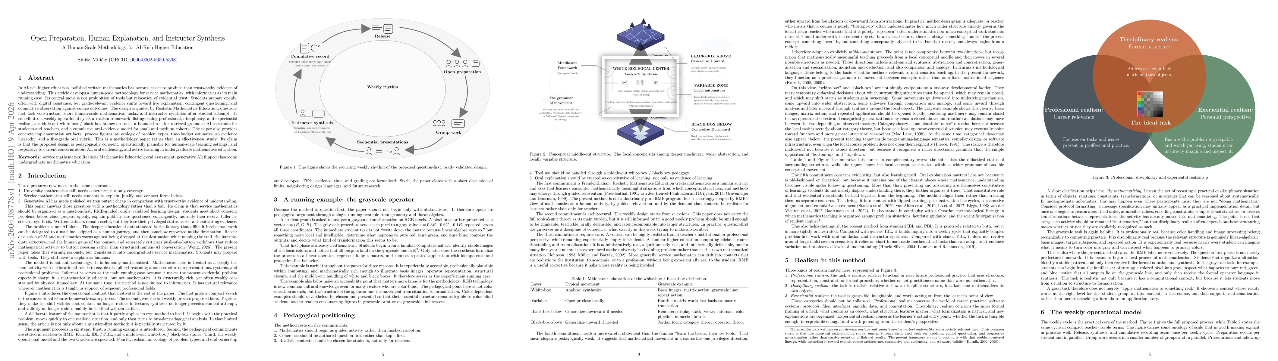 Thumbnail for Open Preparation, Human Explanation, and Instructor Synthesis: A Human-Scale Methodology for AI-Rich Higher Education
